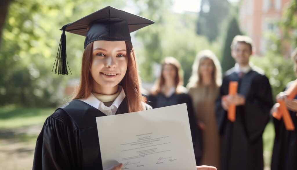 young adult smiling graduation gown outdoors generated by ai min